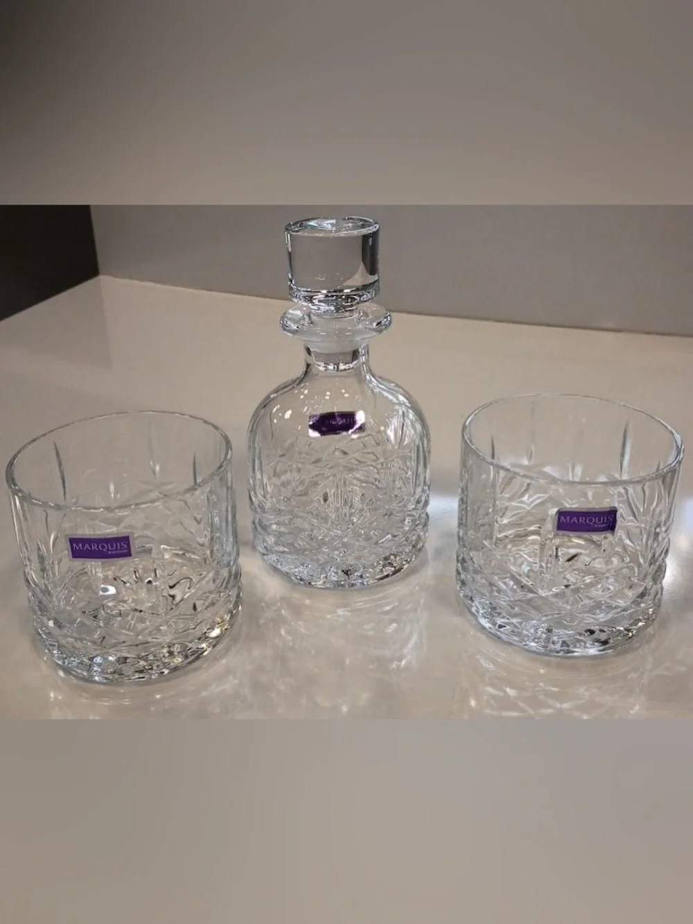 Waterford Marquis Markham Stacking Decanter & Set of 2 Tumblers, NEW